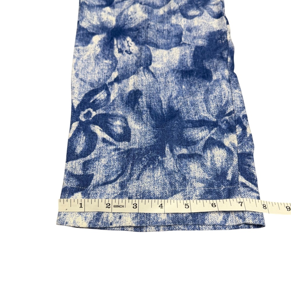 Chicos Blue White Floral Linen Pants Womens 0.5 Small Vacation Travel Beach - Picture 8 of 10